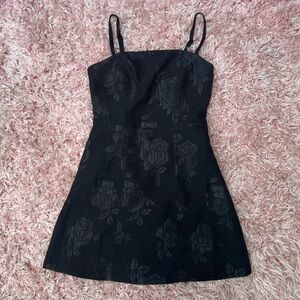urban outfitters black floral jaquard formal mini dress, size small